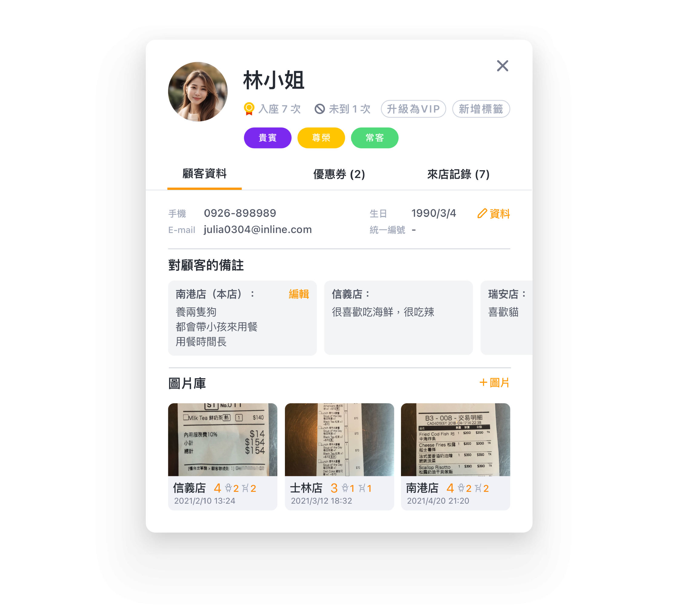 顧客管理示意圖